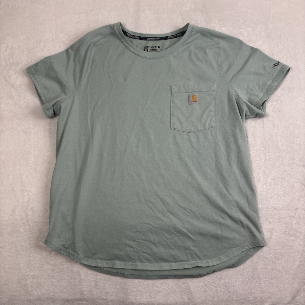 Carhartt Force Relaxed Fit Green Short Sleeve‎ Casual Shirt Youth XL Men's M